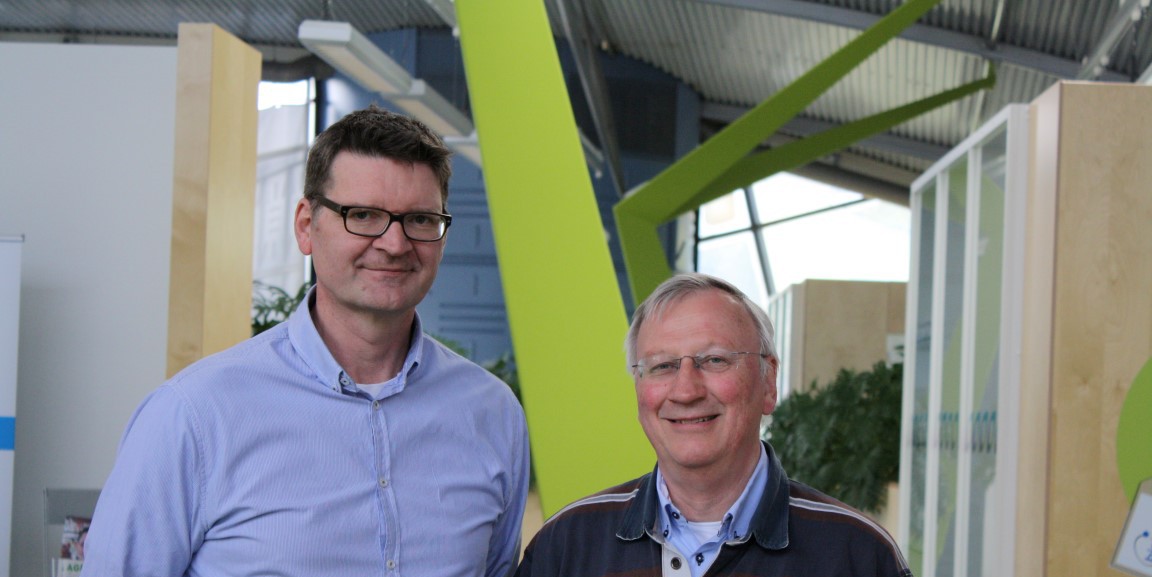 Rob Vasbinder (links) en Henri Gruenbauer in de Green Chemistry Campus