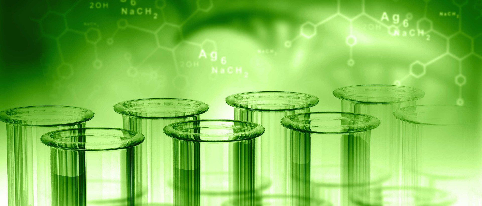 Groene reageerbuizen