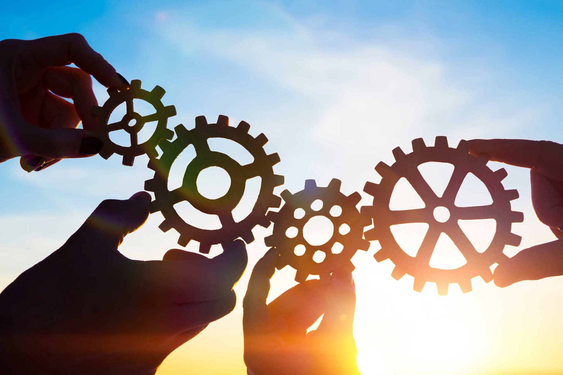 Handen met tandwielen