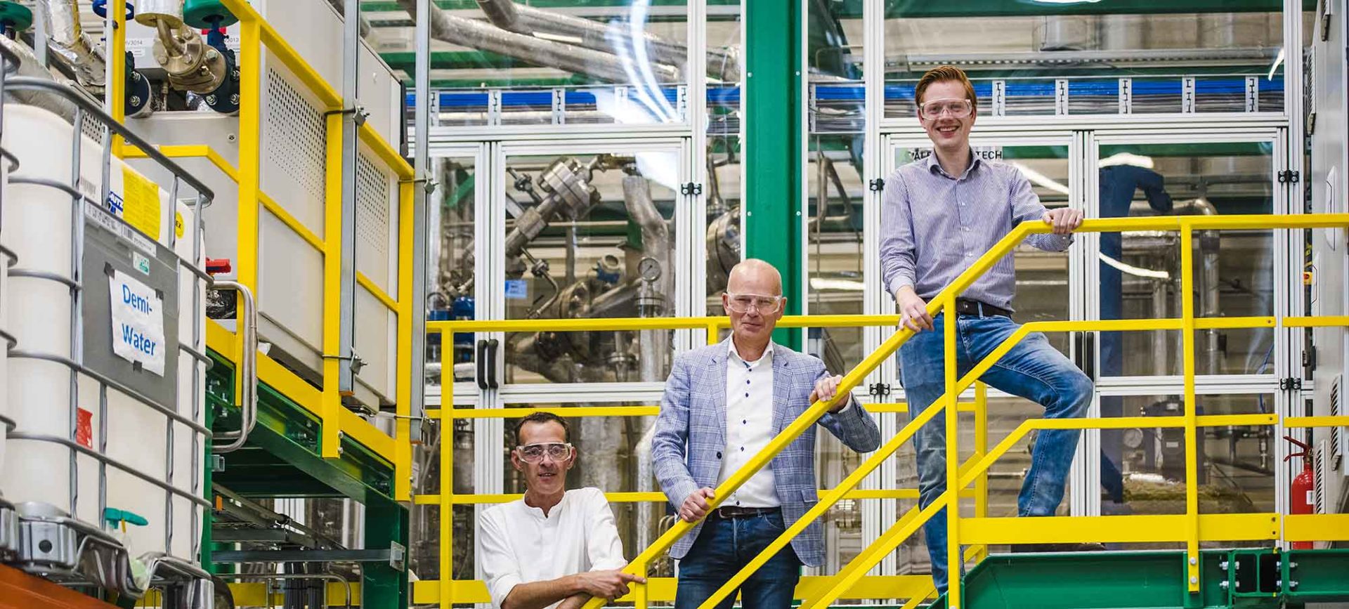 Foto vlnr. Wout Ludema (Brightlands Chemelot Campus), Emiel-Staring (Chemelot InSciTe) en Dannie van Osch (Vertoro)