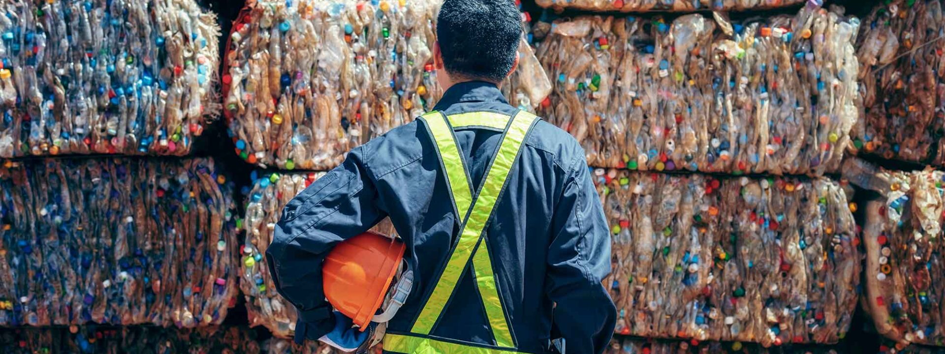 Plastic recycling worker