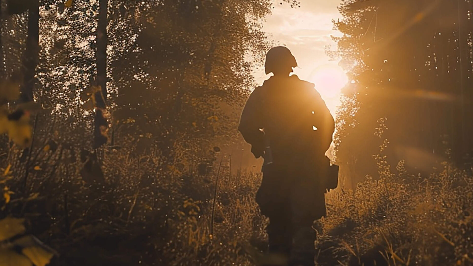 Soldier in woods